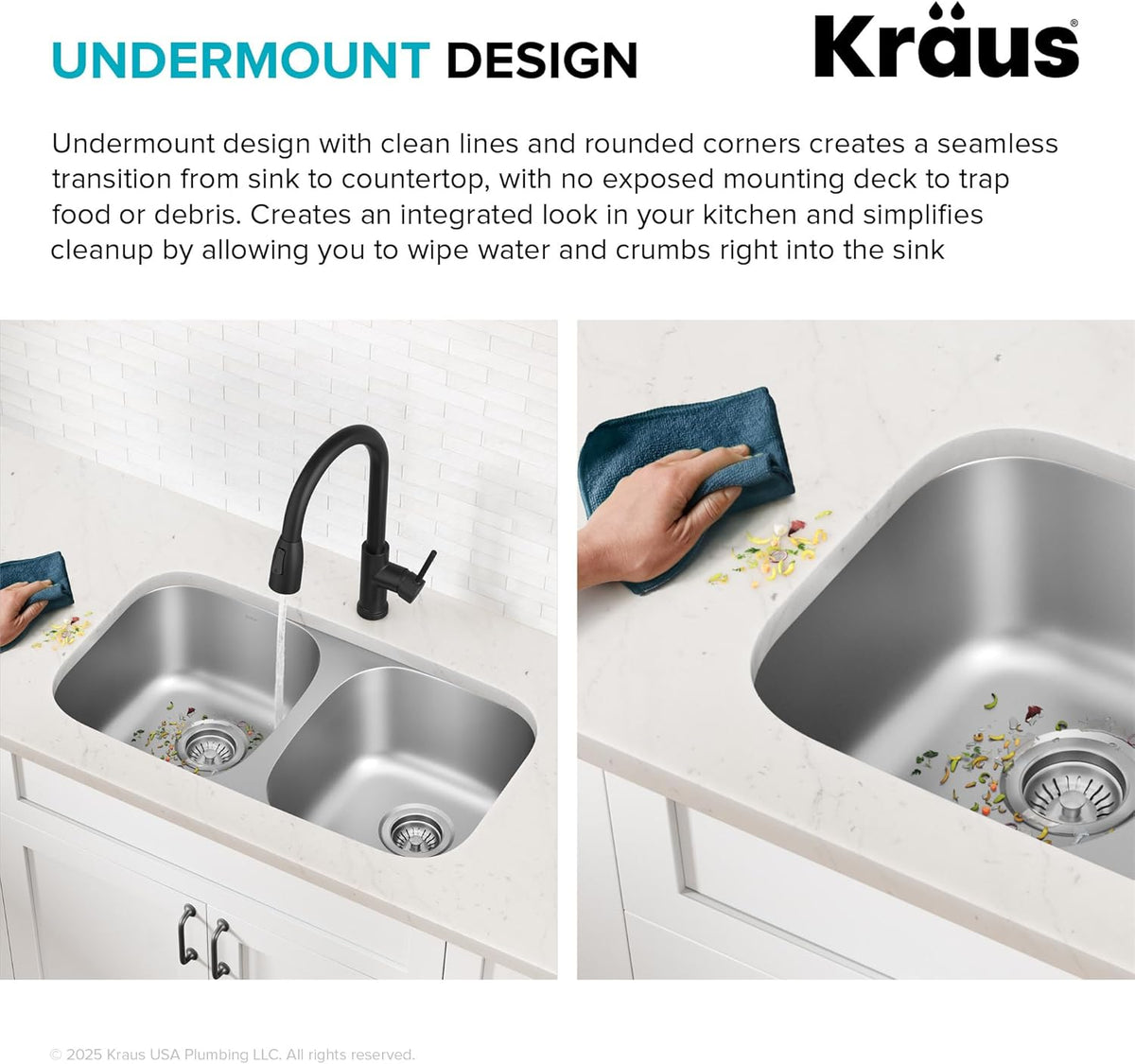 KRAUS Premier 32-Inch Undermount 50/50 Double Bowl 18-Gauge Stainless Steel Kitchen Sink with Strainers (X2), KBU22