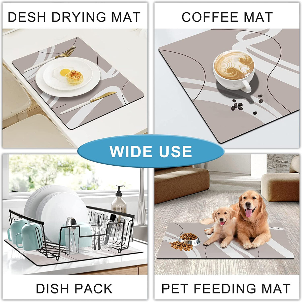 Bar Counter Protector Absorbent Coffee Maker Spill Rug, Heat Resistant Tamping Mat Protects against Spills, Water Proof Kitchen Decor, Use as Cup Mat