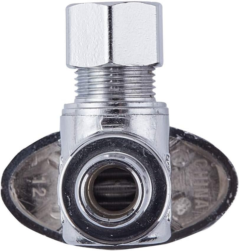 4 Pack Premium Lead-Free Brass 1/2 Inch Pex X 3/8 Inch OD Compression Quarter Turn Angle Stop Valve with 4 PCS PEX Clamp Ring