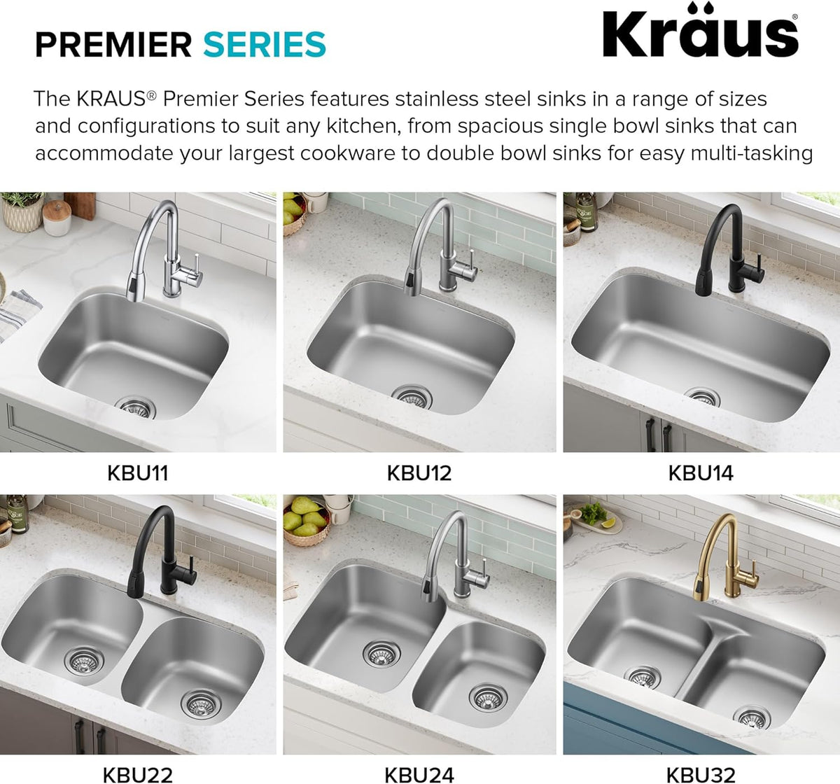 KRAUS Premier 32-Inch Undermount 50/50 Double Bowl 18-Gauge Stainless Steel Kitchen Sink with Strainers (X2), KBU22