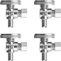 4 Pack Premium Lead-Free Brass 1/2 Inch Pex X 3/8 Inch OD Compression Quarter Turn Angle Stop Valve with 4 PCS PEX Clamp Ring