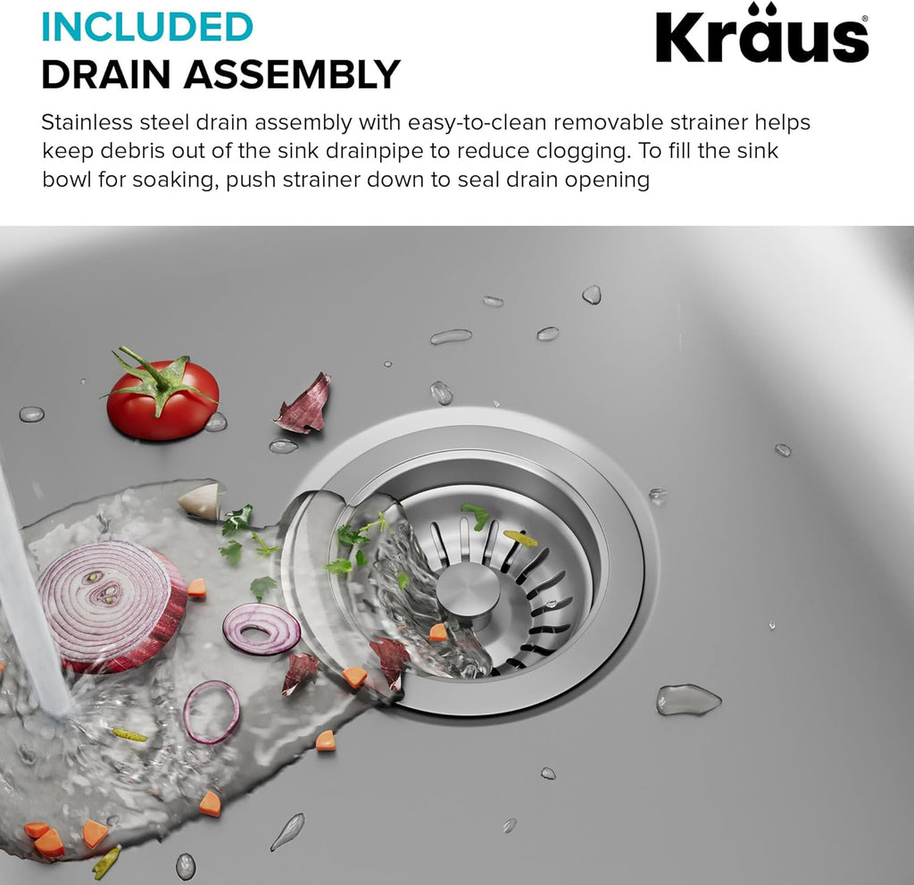 KRAUS Premier 32-Inch Undermount 50/50 Double Bowl 18-Gauge Stainless Steel Kitchen Sink with Strainers (X2), KBU22